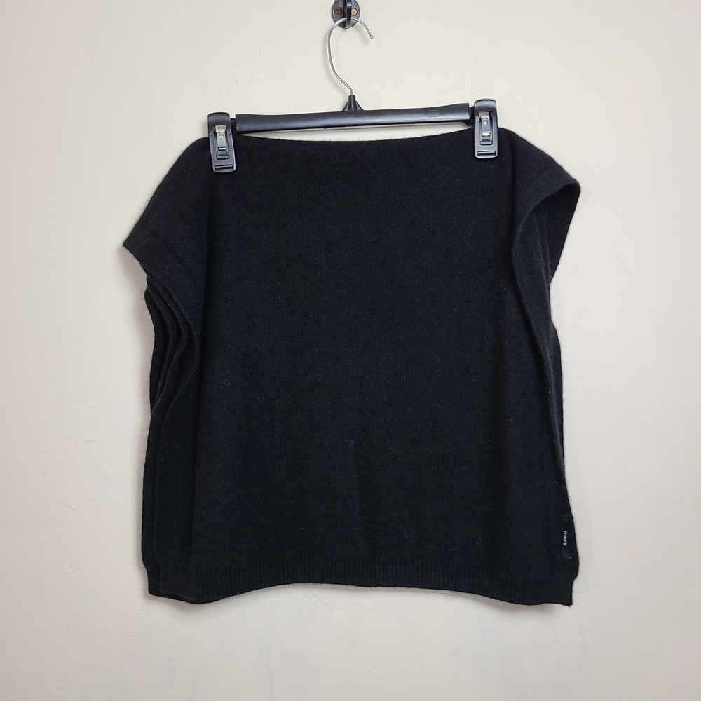 Theory Black 100% Cashmere Oversized Scarf Winter Minimalist Quiet Lux Old Money - Picture 11 of 13